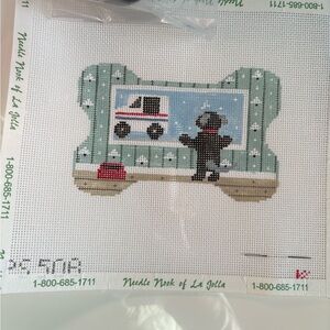 Needlepoint Canvas with Dog and Mail Truck